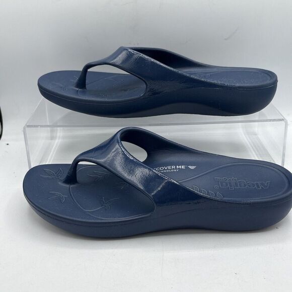 Alegria Ode Women’s Thong Sandals Navy Gloss 9.5-10 Slip On Comfort Arch Support - Picture 4 of 11